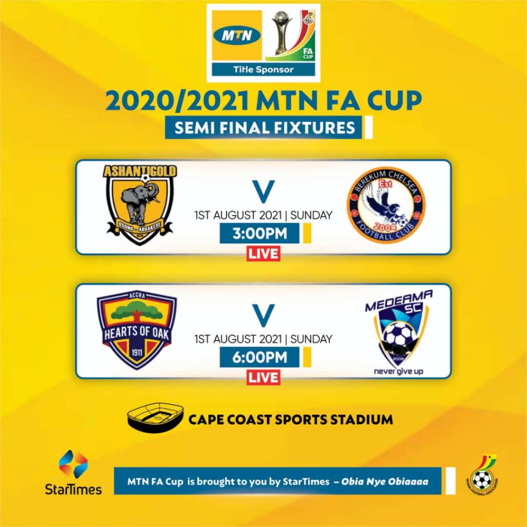 MTN FA Cup semi-finals: Berekum Chelsea to face Ashantigold, Medeama ...